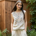 Vintage Bohemian Cutout Linen Vest artswardrobe