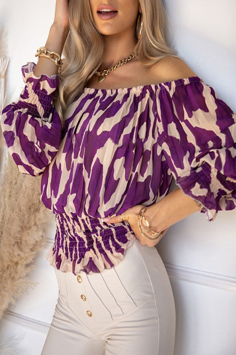 Patchwork Off the Shoulder T-shirts
