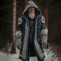 Men's Viking Celtic Knot Contrast Cozy Midi Cardigan Sweater artswardrobe