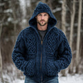 Men's Vintage Fairman Island Celtic Knot Art Jacquard Thick Warm Zip Hooded Sweater Cardigan elevenforest