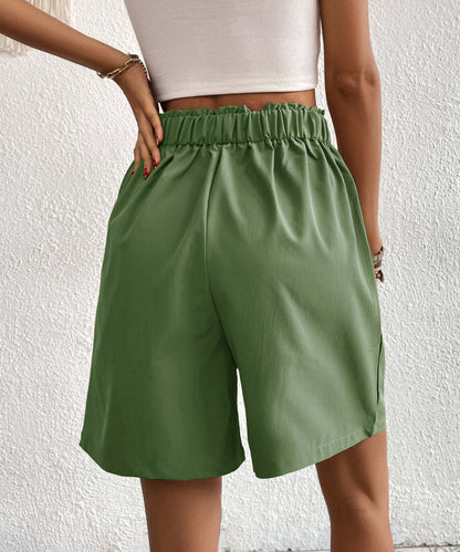 Eden Pocketed High Waist Shorts - Sage