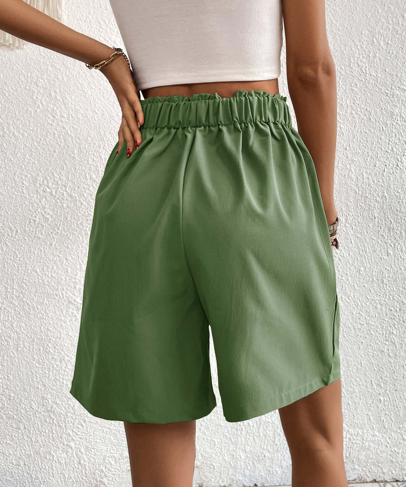 Eden Pocketed High Waist Shorts - Sage
