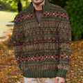 Mens Vintage Fair Isle Knitted Art Cardigan Sweater elevenforest