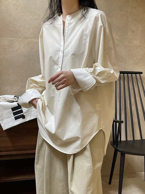 Urban Long Sleeves Loose Contrast Color Round-neck Blouses&shirts Tops