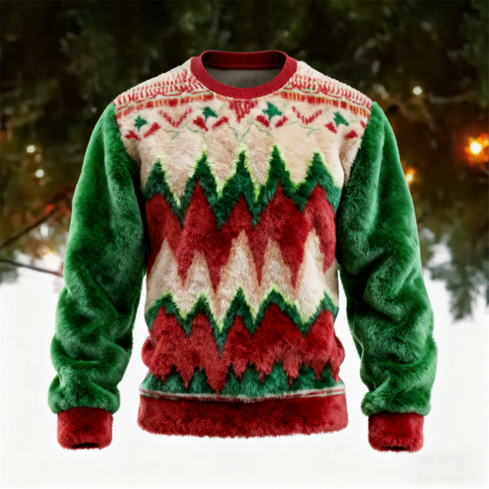 Comstylish Christmas Pattern Design Men's Flannel Sweatshirt