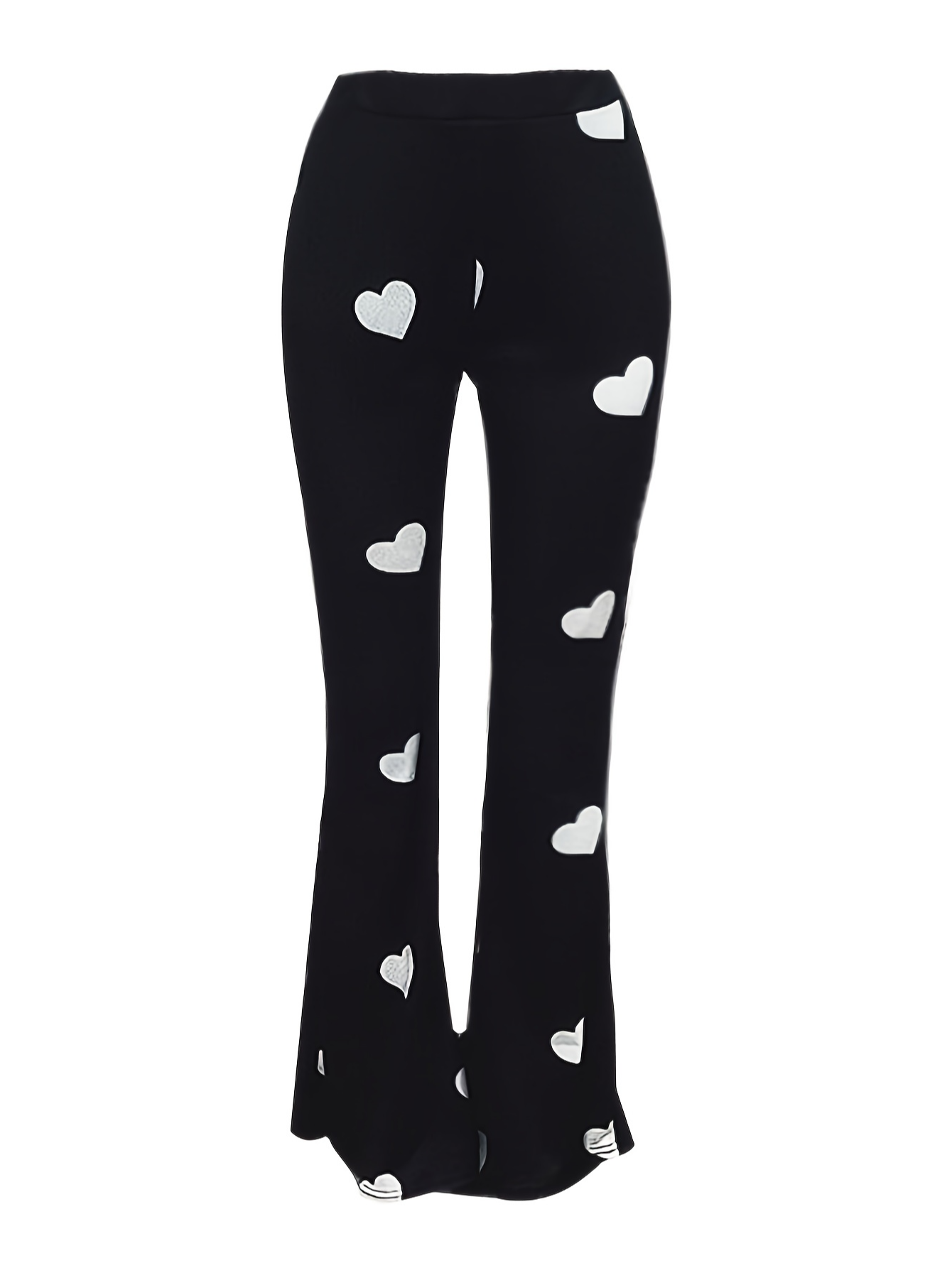 High Waist Heart Print Slimming Flared Pants New Spring Elastic Micro Horn Trousers Sweet Causal Style