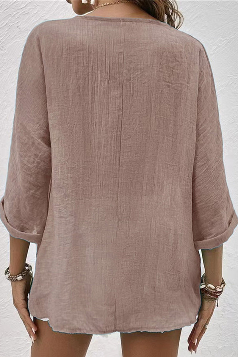 Simplicity Buttons V Neck Tops