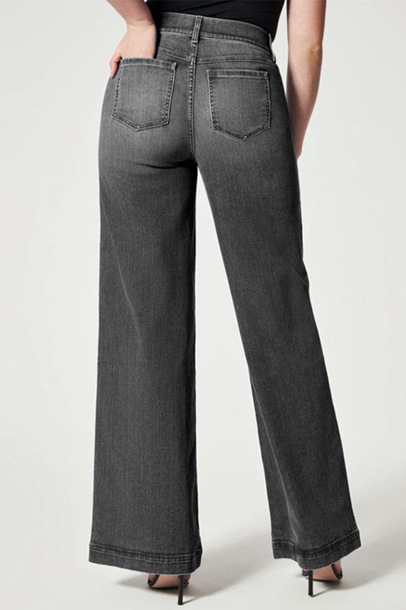 Street Patchwork Mid Waist Loose Denim Jeans
