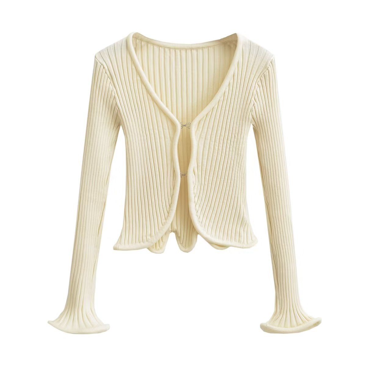 White Autumn Short Knitted Cardigan Sweater Coat for – Stylish and Cozy Outerwear