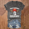 Comstylish Dogs And Baseball Make Me Happy Humans Make My Head Hurt Print V-Neck T-Shirt