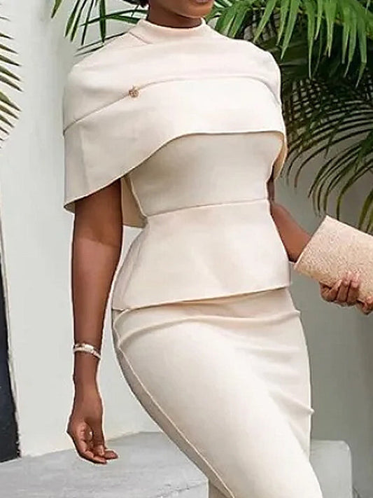 Bodycon Capelet Color Split-joint Mock Neck Shirts Tops