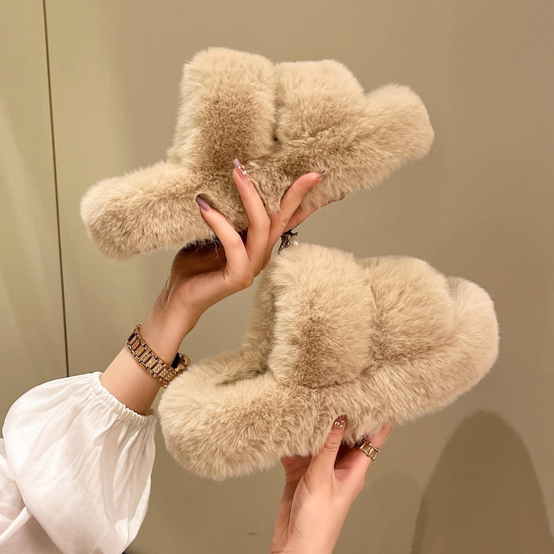 Ella Faux Fur Slides Sandals - Buy 1 Get 1 Free