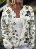 Comstylish House Of Dogs Women's Soft Sweater Cardigan