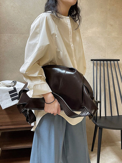 Urban Long Sleeves Loose Contrast Color Round-neck Blouses&shirts Tops