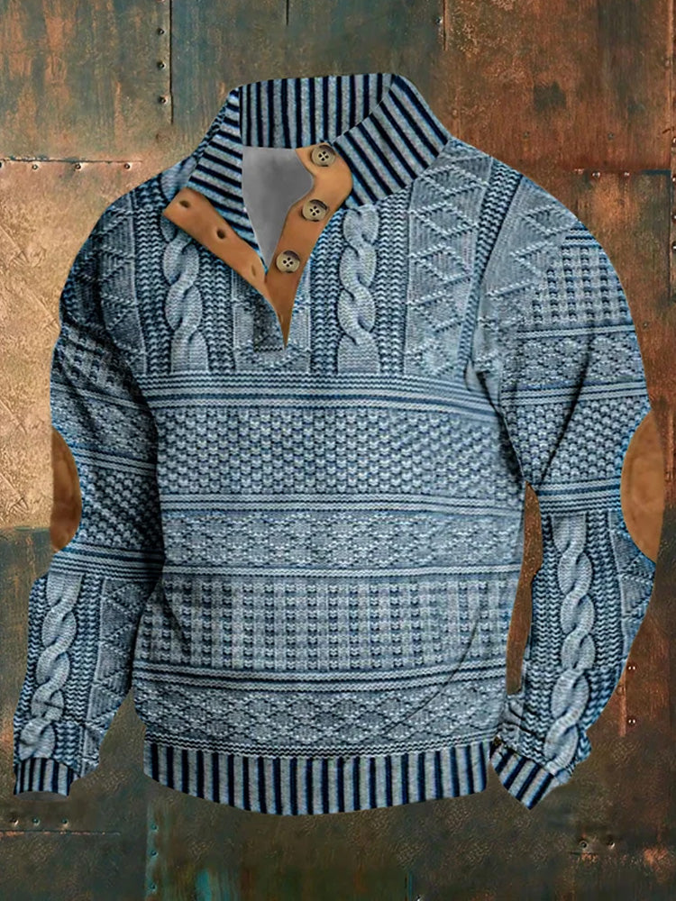 Men's Retro Western Stand Collar Sweatshirt elevenforest