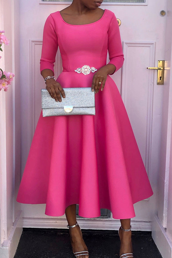 Color Large Swing Skirt Temperament Evening Dress
