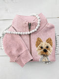 Comstylish Cute Fleece Pet Dog Women's Zipper Sweatshirt