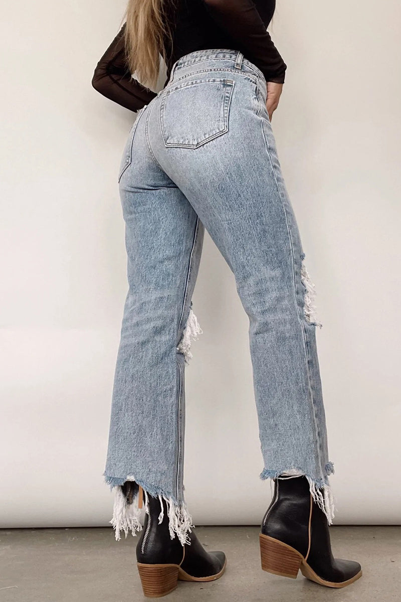 Ripped Make Old Loose Denim Jeans