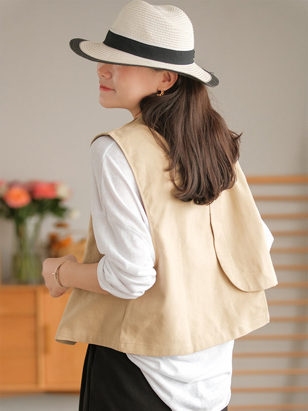 Asymmetric Color Buttoned Vest Top