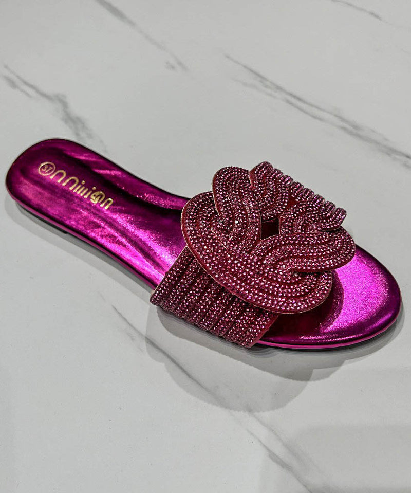 Summer Boutique Green Slide Sandals Zircon Kj073