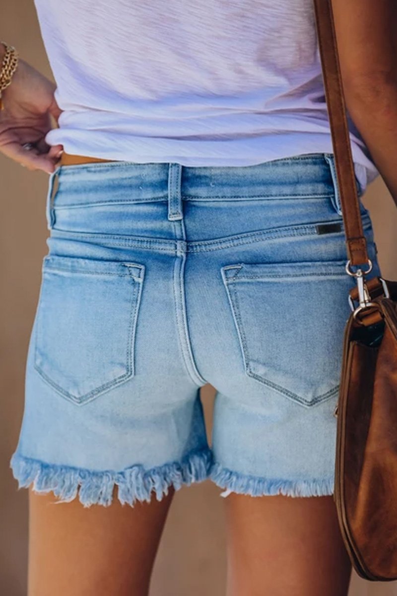 Fringed Denim Shorts