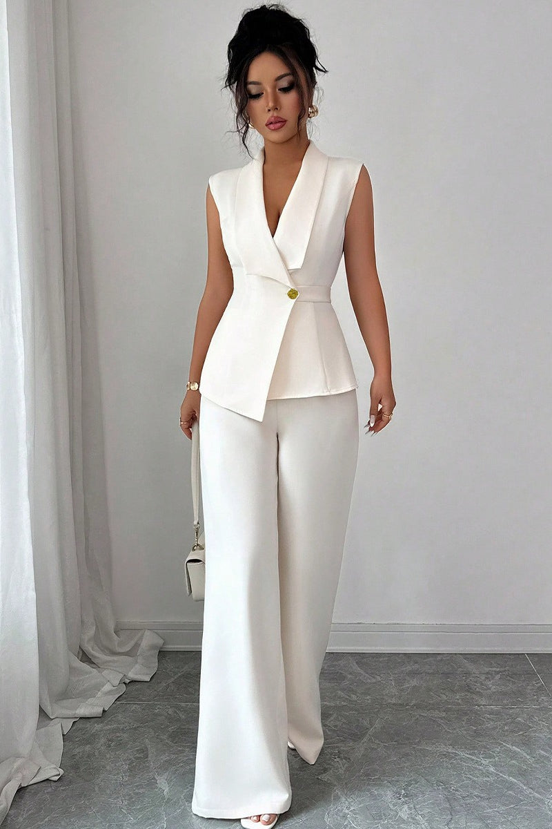 Asymmetric Two Piece Vest Pants Set