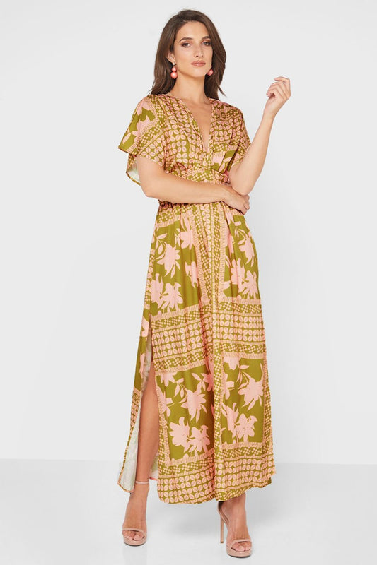 Eunice Printed V-neck Maxi Dress