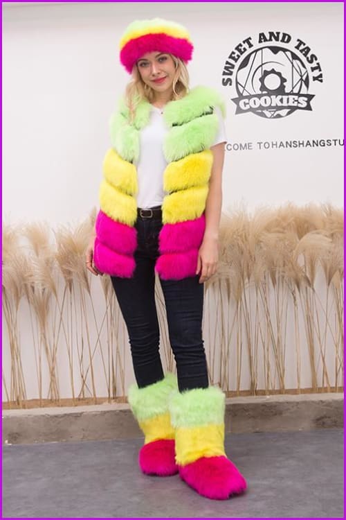[pre-] {faux Fur} Hairband+vest+boots Set-d4 F1461