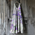 Vintage Violet Floral Art Linen Tank Dress artswardrobe