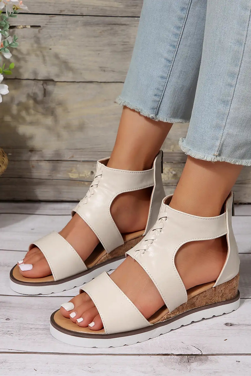 White Leather Gladiator Sandals