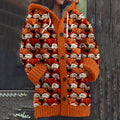 Vintage Fox Embroidered Art Button Cozy Cardigan Sweater artswardrobe