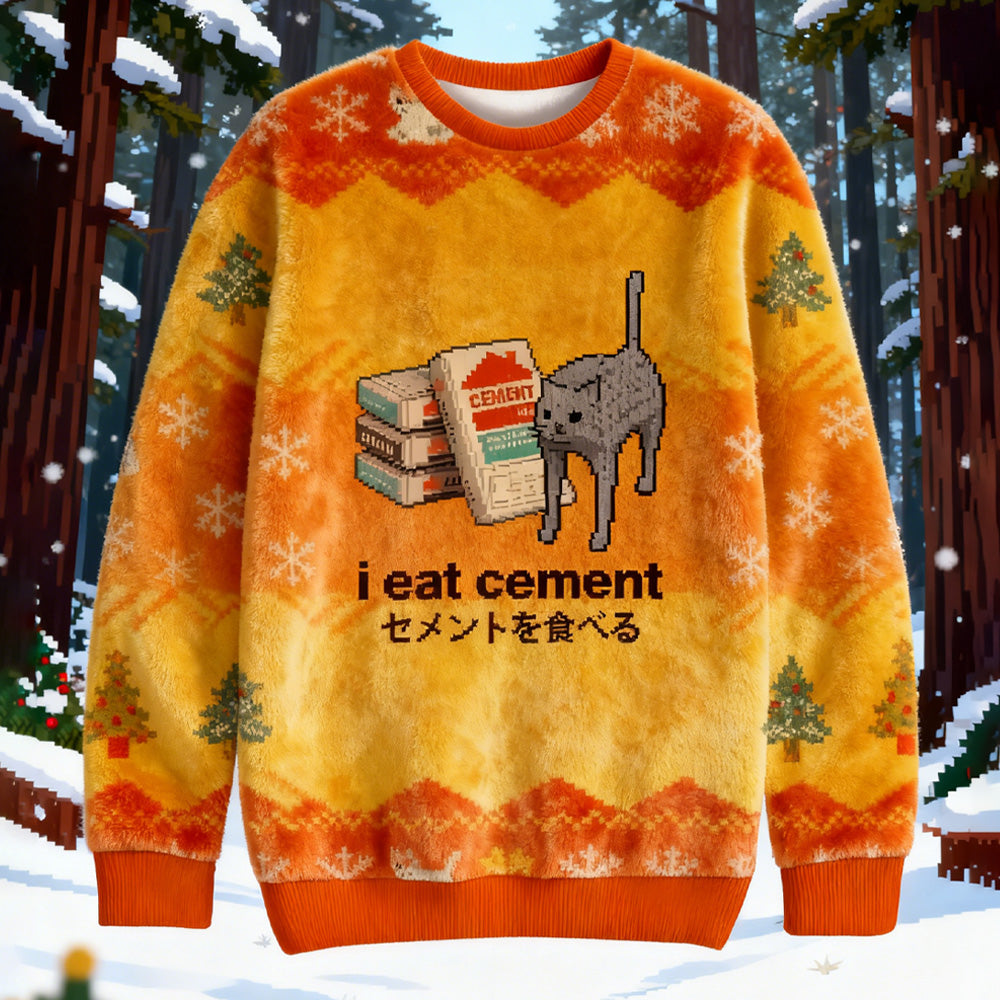 Comstylish I Eat Cement Yellow Christmas Ugly Sweatshirt