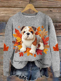 Women's Pug Maple Leaf Sweatshirt elevenforest