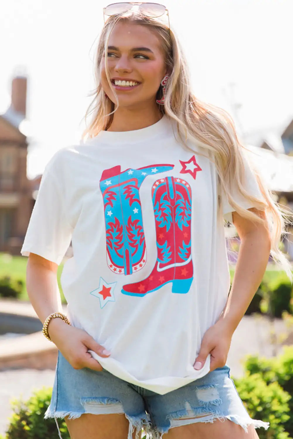 White Cowboy Boots Graphic Tee