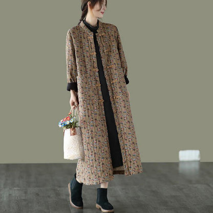 Retro Pocket Warm Long Cotton Coat