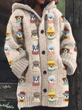 Comstylish Fun Hooded Dog Knit Women's Hooded Cardigan