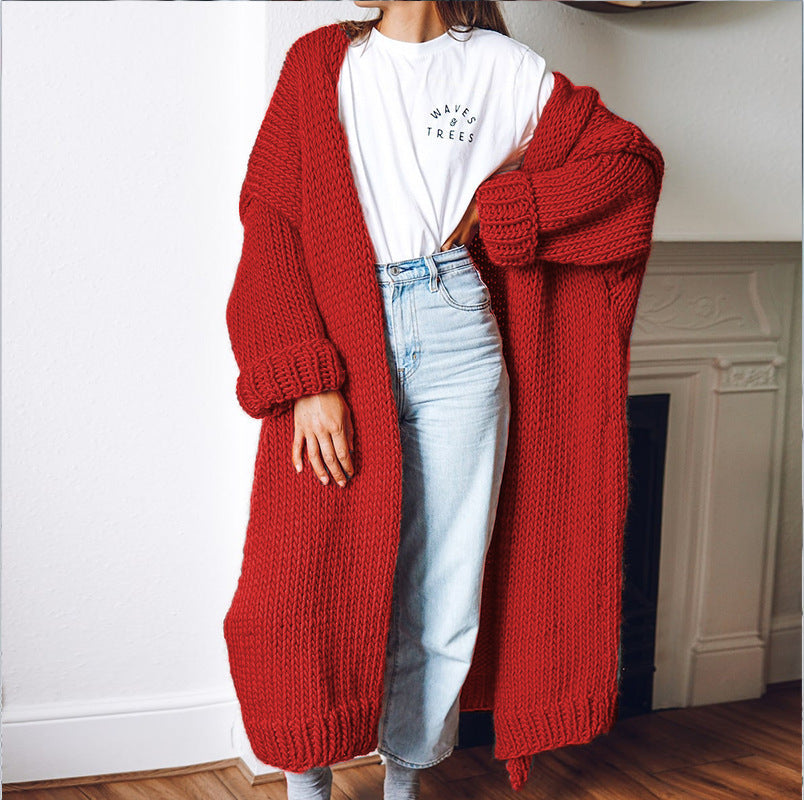 Casual Loose Long Thick Placket Sweater Cardigan elevenforest