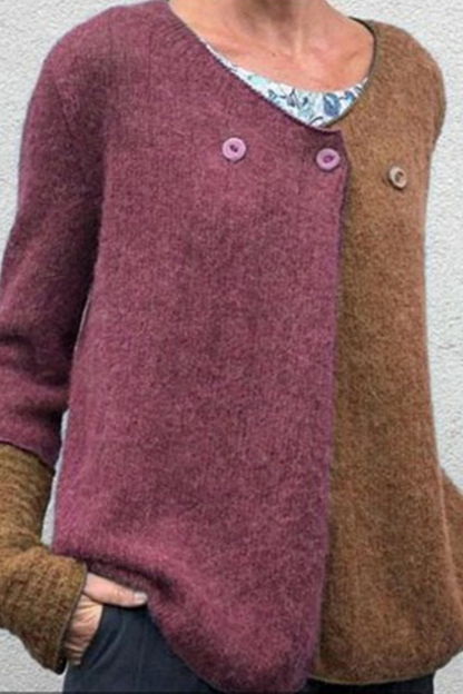 Color Lump Buttons V Neck Cardigans(4 Colors)