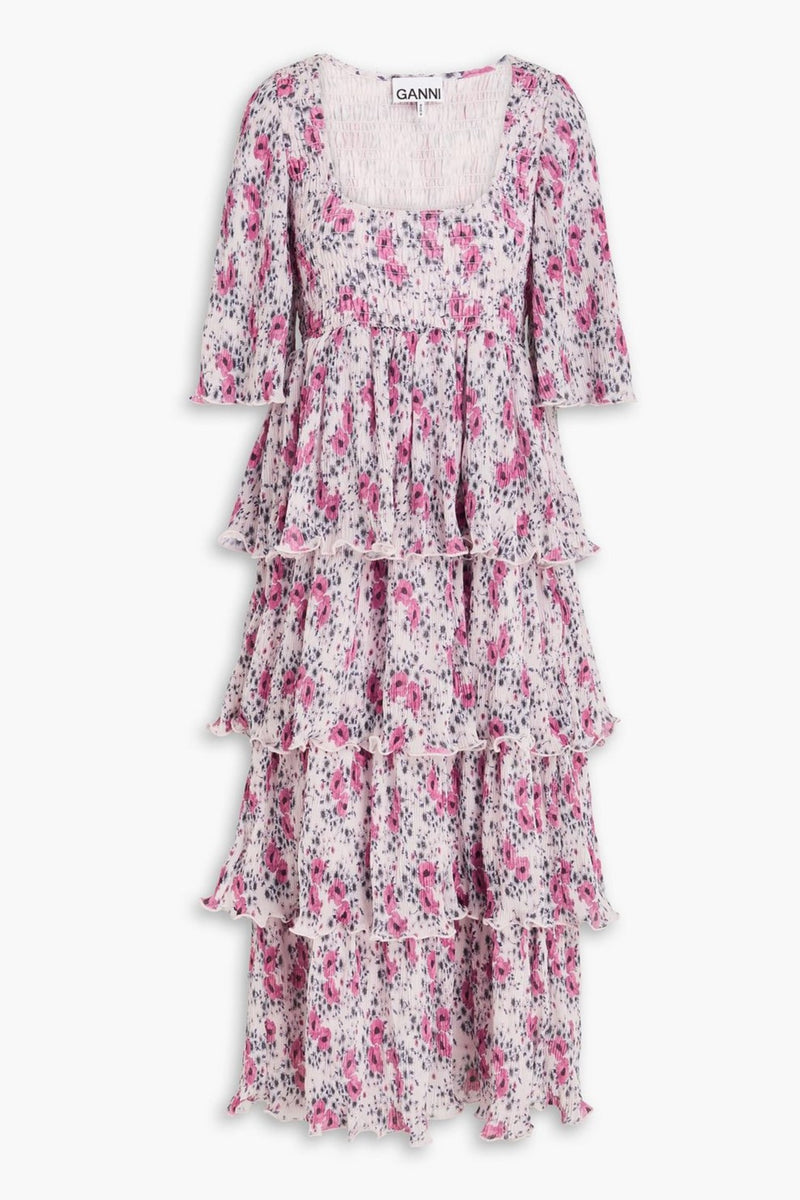 Mid Sleeve Square Collar Midi Dress
