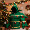 Comstylish Men's Christmas Tree Cosplay Unconventional Silhouette Zip-up Hoodie