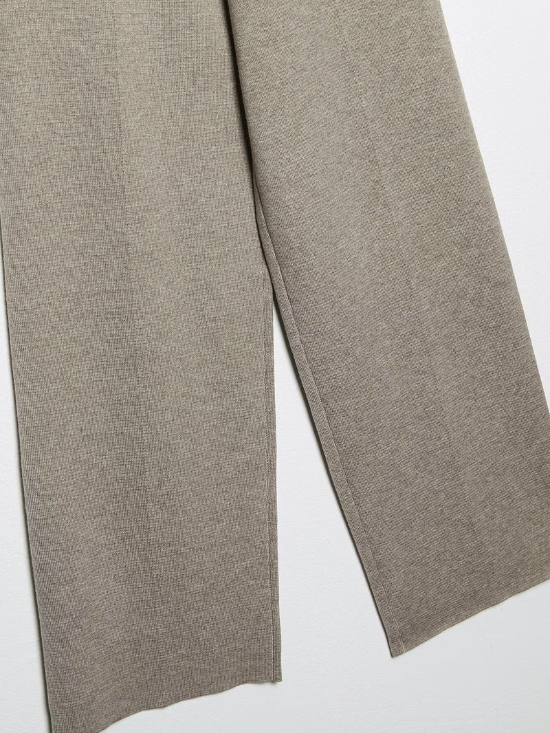 French Suit Sleeveless Round Neck Pullover Side Slit Sweater High Waist Pants