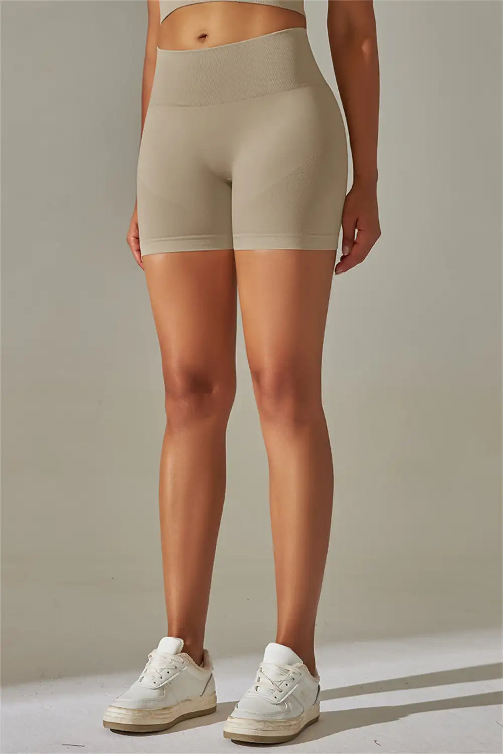 Pale Khaki High Waist Tummy Control Active Shorts