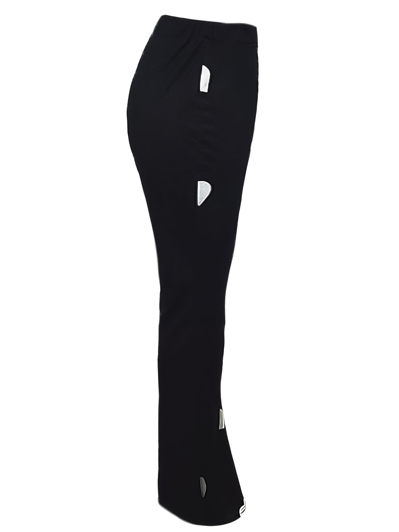 High Waist Heart Print Slimming Flared Pants New Spring Elastic Micro Horn Trousers Sweet Causal Style