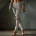 Vintage Viking Tree Of Life Celtic Knot Contrasting Colors Art Knit Cozy Leggings artswardrobe
