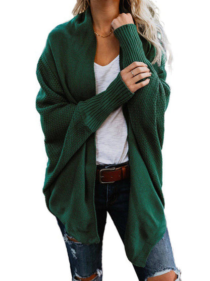 Batwing Sleeves Loose Color Cardigan Tops