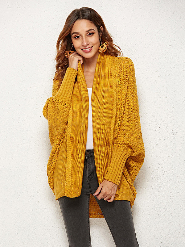 Batwing Sleeves Loose Color Cardigan Tops