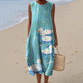 Vintage Loose Vintage Cute Duck Art Linen Tank Dress artswardrobe