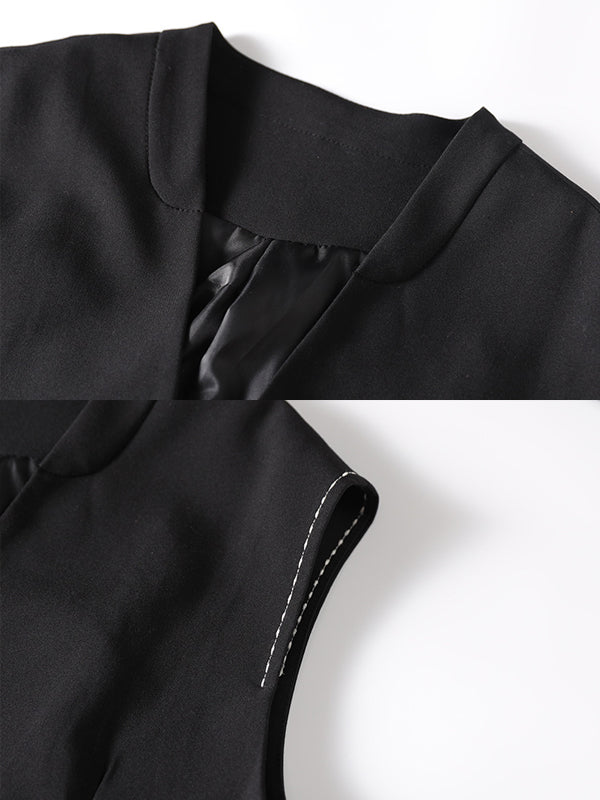 Asymmetric Color Buttoned Vest Top
