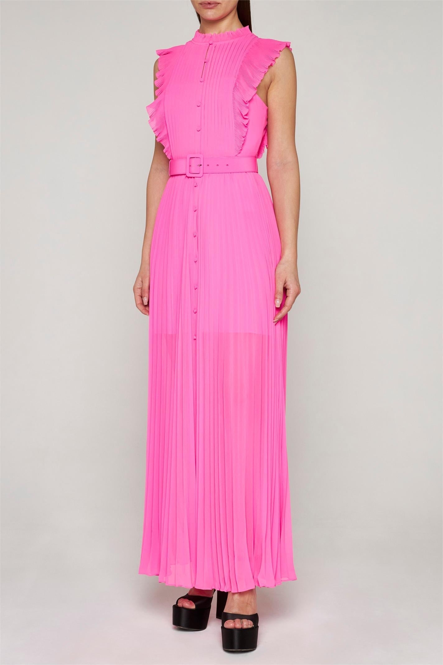 Strapless Ruched Maxi Dress With Belt