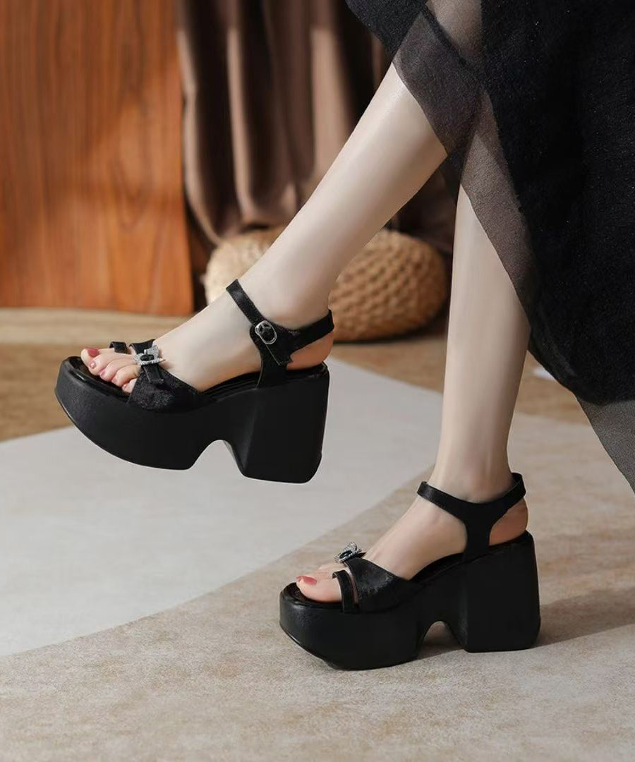 Stylish Splicing Wedge Sandals Pink Peep Toe Buckle Strap Kj056